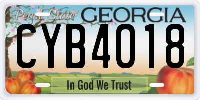 GA license plate CYB4018
