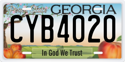 GA license plate CYB4020