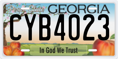GA license plate CYB4023