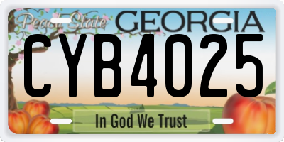 GA license plate CYB4025