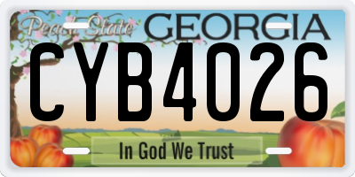 GA license plate CYB4026