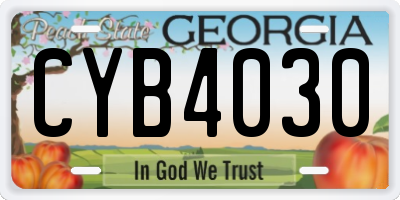 GA license plate CYB4030