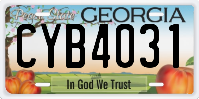 GA license plate CYB4031