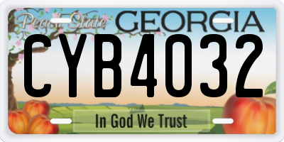 GA license plate CYB4032