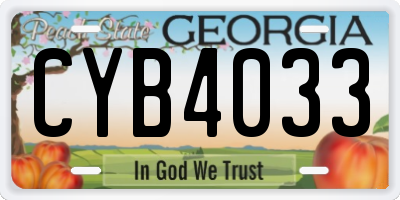 GA license plate CYB4033