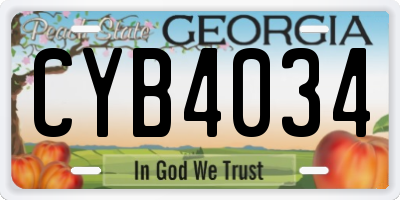 GA license plate CYB4034
