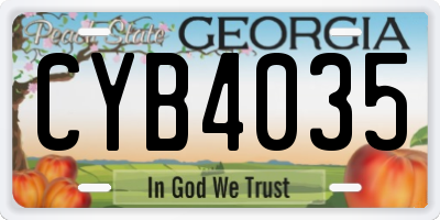 GA license plate CYB4035
