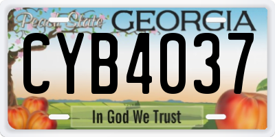 GA license plate CYB4037