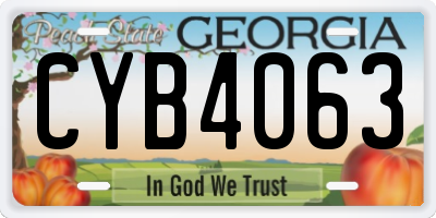 GA license plate CYB4063