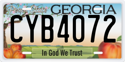 GA license plate CYB4072