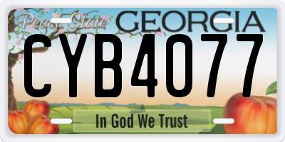 GA license plate CYB4077