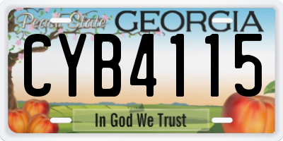 GA license plate CYB4115