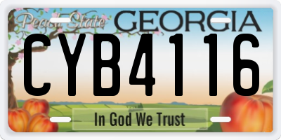 GA license plate CYB4116