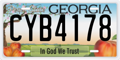 GA license plate CYB4178