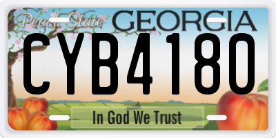 GA license plate CYB4180