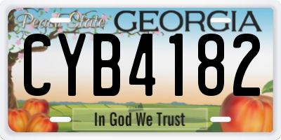 GA license plate CYB4182