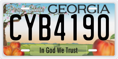 GA license plate CYB4190
