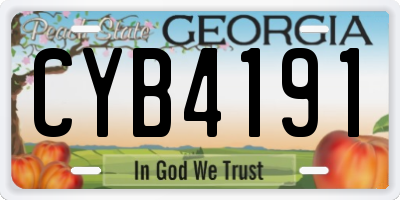 GA license plate CYB4191