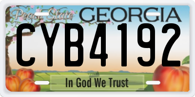 GA license plate CYB4192