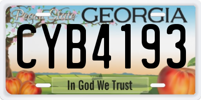GA license plate CYB4193