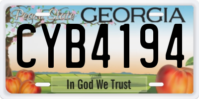 GA license plate CYB4194