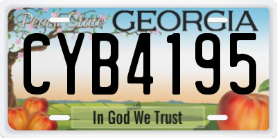 GA license plate CYB4195