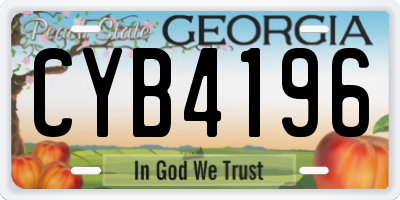 GA license plate CYB4196