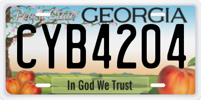 GA license plate CYB4204