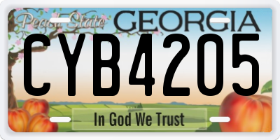 GA license plate CYB4205