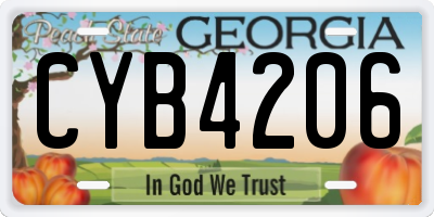 GA license plate CYB4206