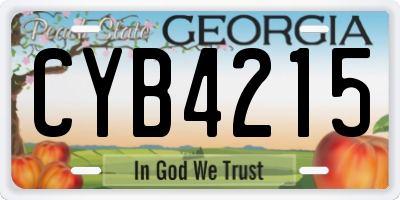 GA license plate CYB4215