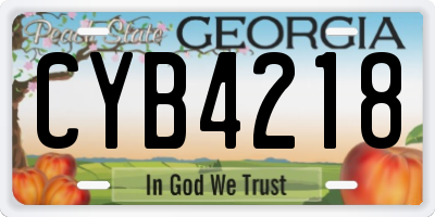 GA license plate CYB4218