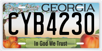 GA license plate CYB4230
