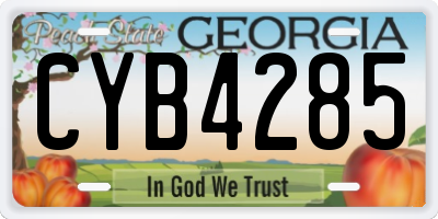 GA license plate CYB4285