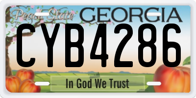 GA license plate CYB4286