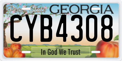 GA license plate CYB4308