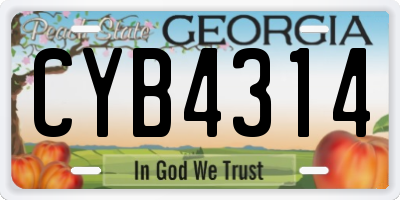 GA license plate CYB4314