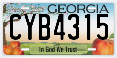 GA license plate CYB4315