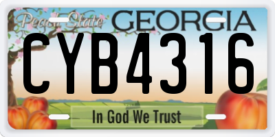 GA license plate CYB4316