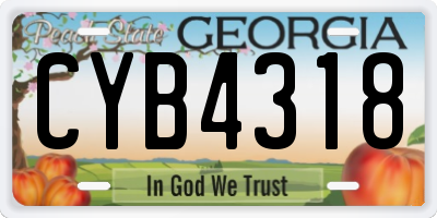 GA license plate CYB4318