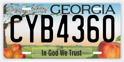 GA license plate CYB4360