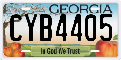 GA license plate CYB4405