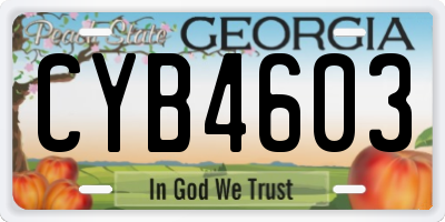 GA license plate CYB4603