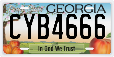 GA license plate CYB4666