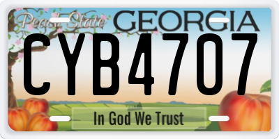 GA license plate CYB4707