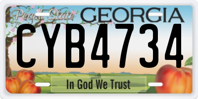 GA license plate CYB4734