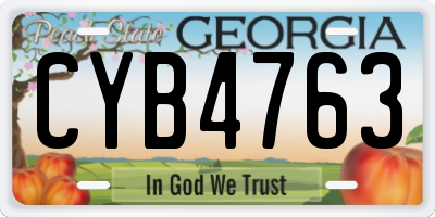 GA license plate CYB4763