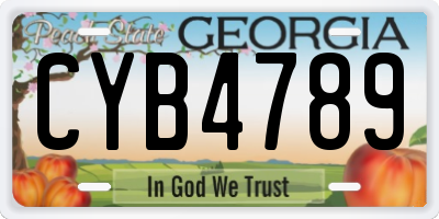 GA license plate CYB4789