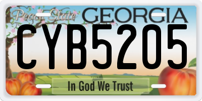 GA license plate CYB5205
