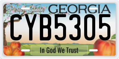 GA license plate CYB5305